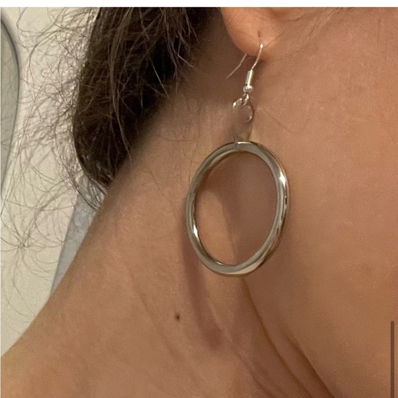 Silver Hoop Earrings - Picture 8 of 15